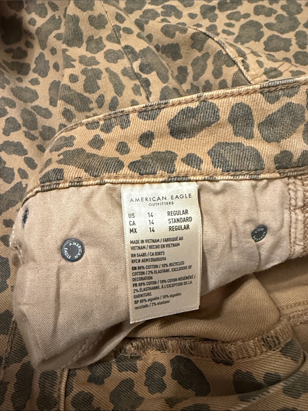 American Eagle Outfitters Leopard Print Stretch Jeans - Tan and Brown - Picture 4 of 7